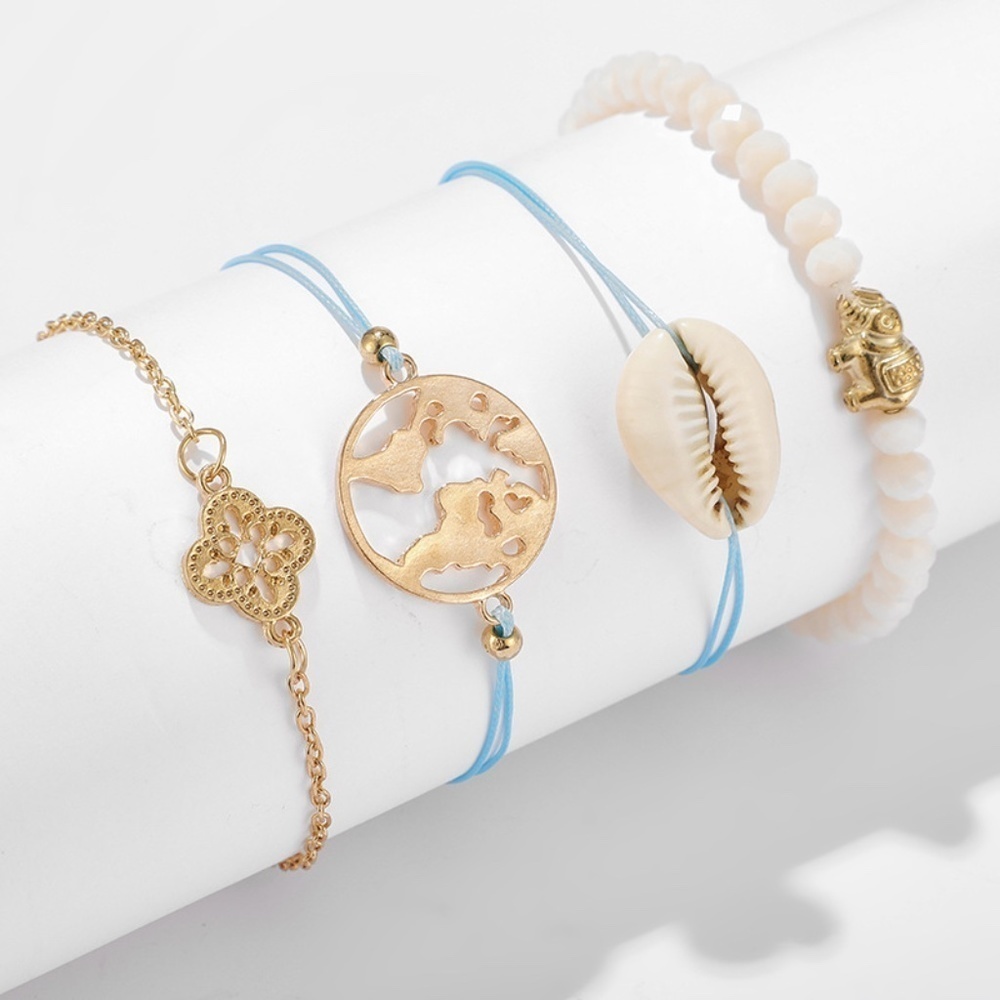 *INDIGO* 4-Pc Blue x Gold Fashion Bracelet Set